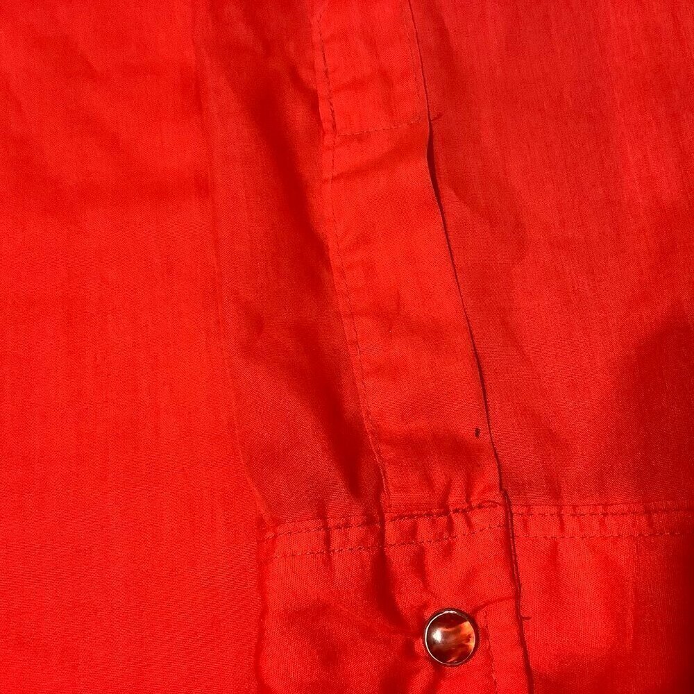 Vintage Wrangler Permanent Press Pearl Snap Shirt Long Tails Red Western 16-33 - Picture 6 of 9